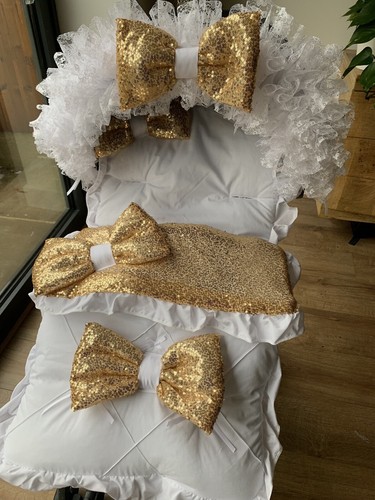 White gold pram footmuff - white/gold, cosy