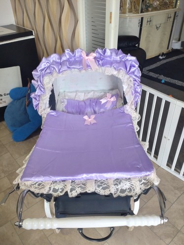 Purple satin pram - purple, pram/pushchair